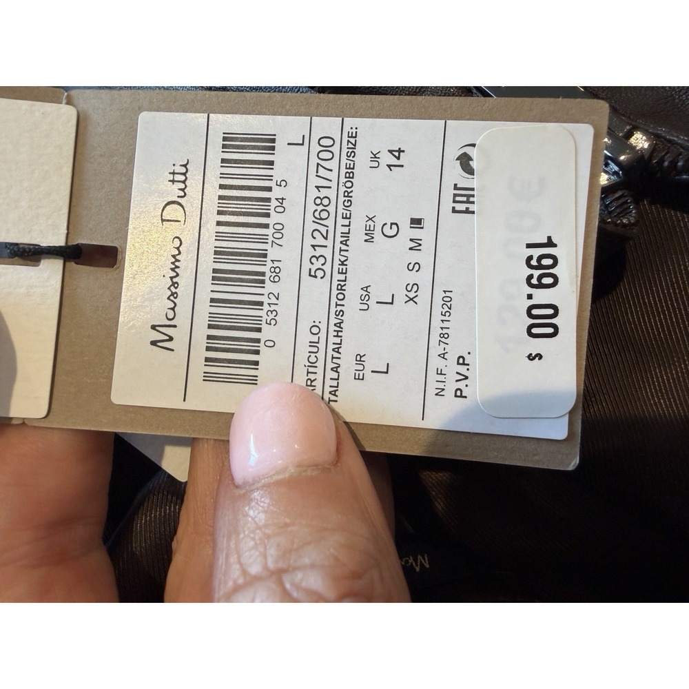 Massimo Dutti Mini A Line Skirt Genuine Leather Brown Front Zip Large NWT $200 - Picture 14 of 16